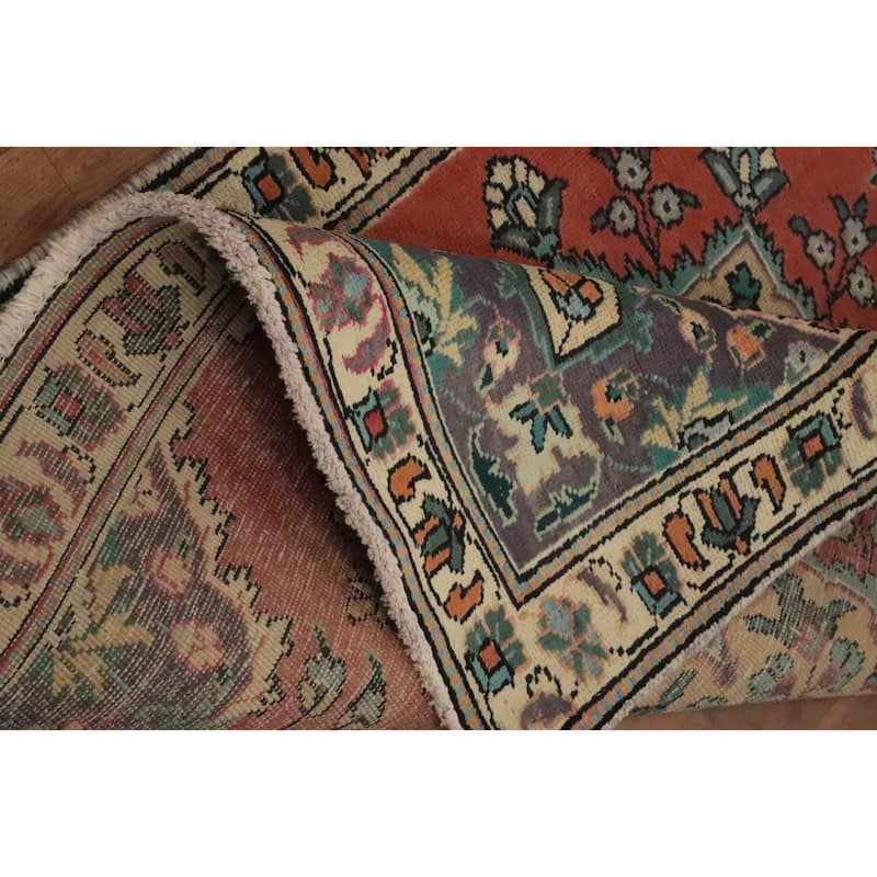 Hand Knotted Oriental 100% Wool Carpet Traditional Floral Oranges & Rust Tabriz Area Rug - 4' 6'' X 3' 3''
