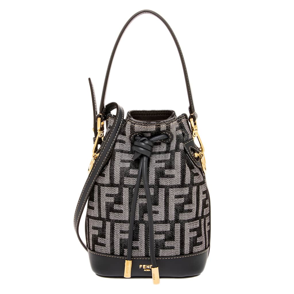 Fendi Mon Tresor Mini Bag in Denim-effect Fabric and Leather