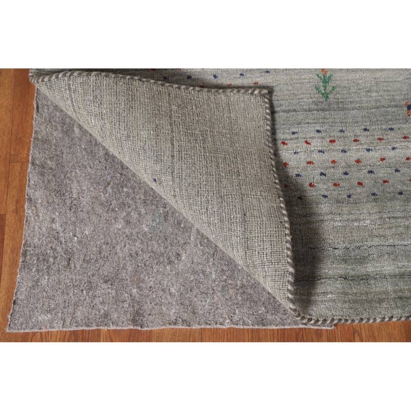 Grey Tribal Gabbeh Indian Area Rug Hand-Knotted Wool Carpet - 8'3"x 9'9"