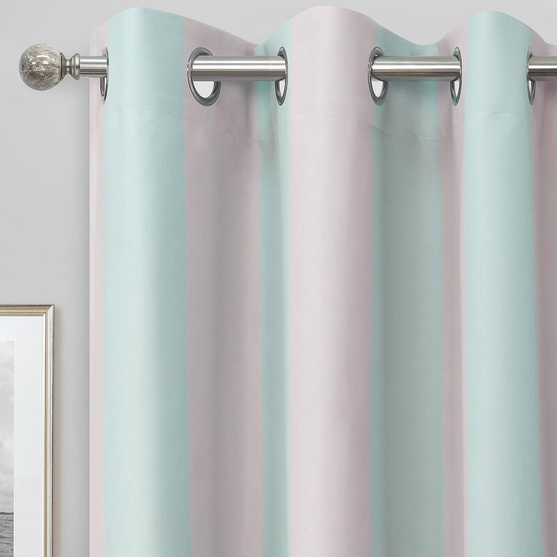 DriftAway Ryder Stripe Pattern 100 Percent Blackout Thermal Insulated Window Curtain