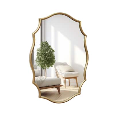 Scalloped Oval Metal Framed Wall Mirror，23.8 x 34 Inch