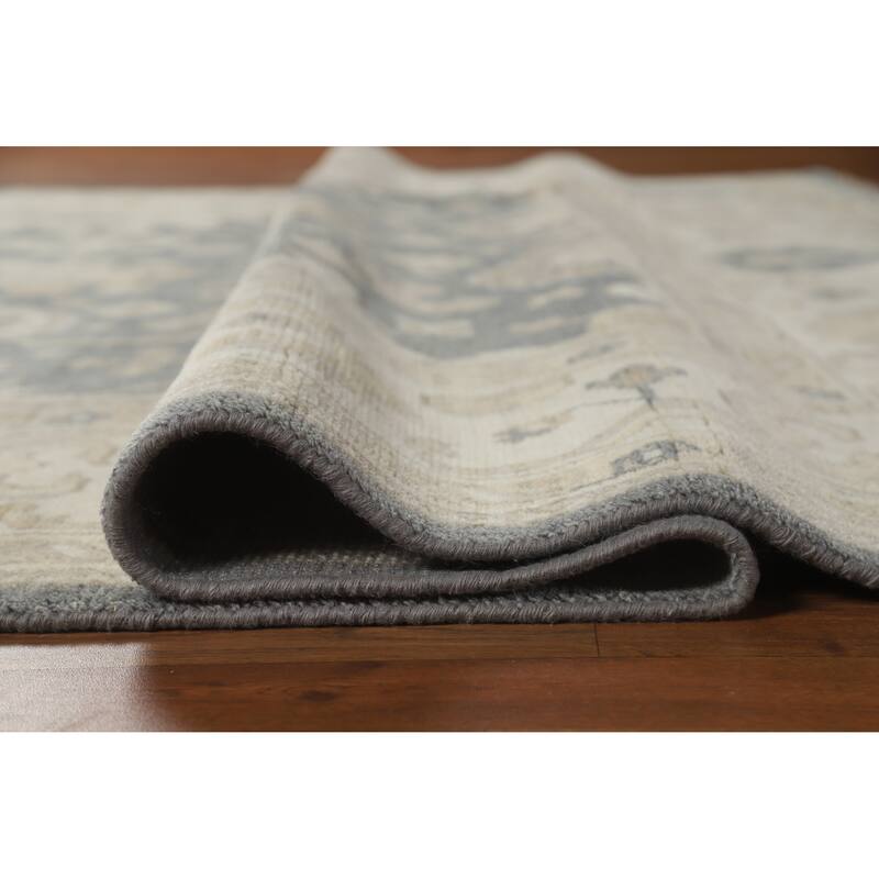 Slate Oushak Indian Area Rug Hand-Knotted Wool Carpet - 7'10" x 9'9"