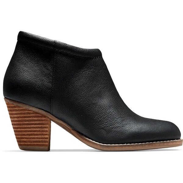 black leather booties block heel