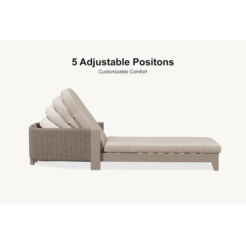 PURPLE LEAF Aluminum Adjustable Chaise Lounge with Cushion, Set of 2, for Poolside Sunbathing, Shale Color
