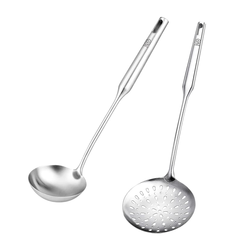RJ Legend Cooking Utensil 304 Stainless Steel 18/8 Skimmer/ Ladle - 4.5"-SlotSpoon-3.7"-SoupLadle