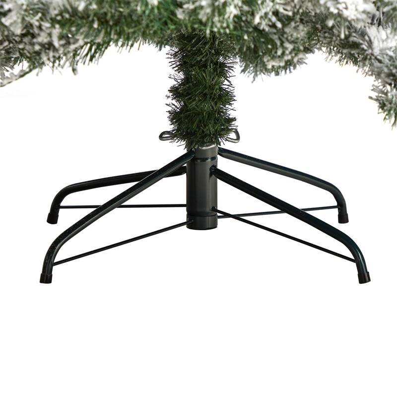 7’ Flocked Austria Fir Artificial Christmas Tree, Warm Clear LED - 7 Foot