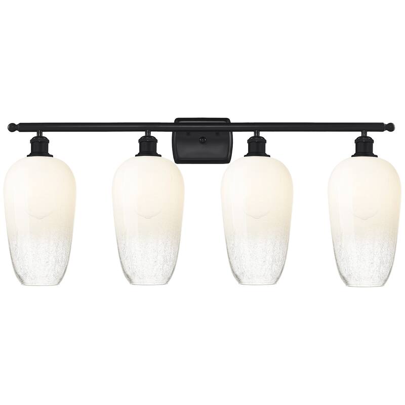Innovations Lighting 516-4W-16-37 Brookhaven Flute Vanity Brookhaven - Matte Black / Opal