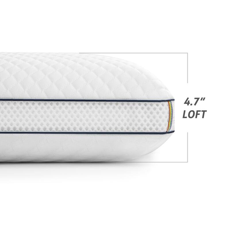2-Pack Cool Touch Memory Foam Pillows, Bed Pillows for Side&Back Sleepers, - White