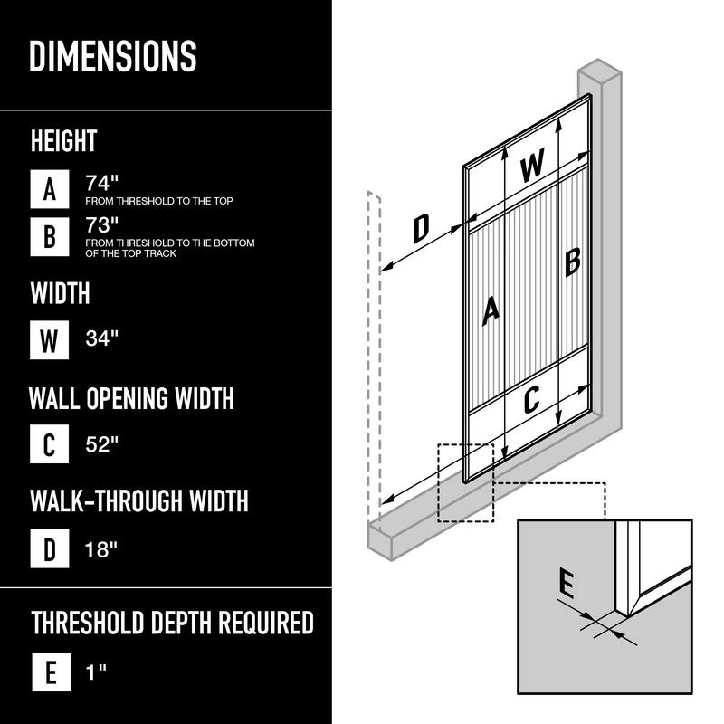 VIGO Essex 34" W x 74" H Framed Fixed Shower Screen