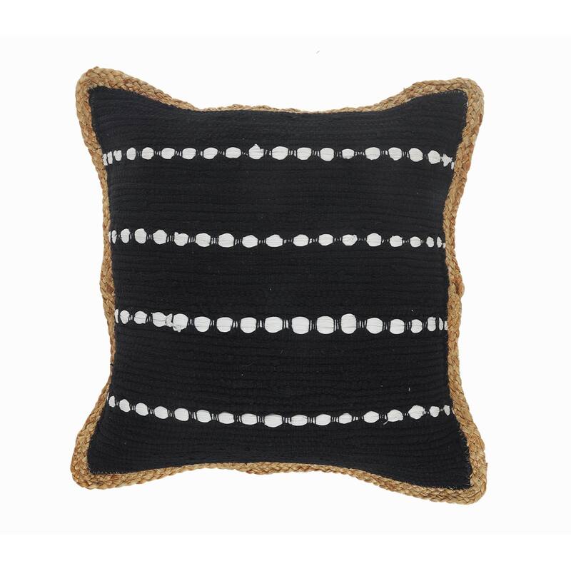 18" Black and White Striped Square Throw Pillow