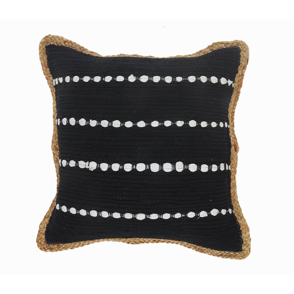 18" Black and White Striped Square Throw Pillow