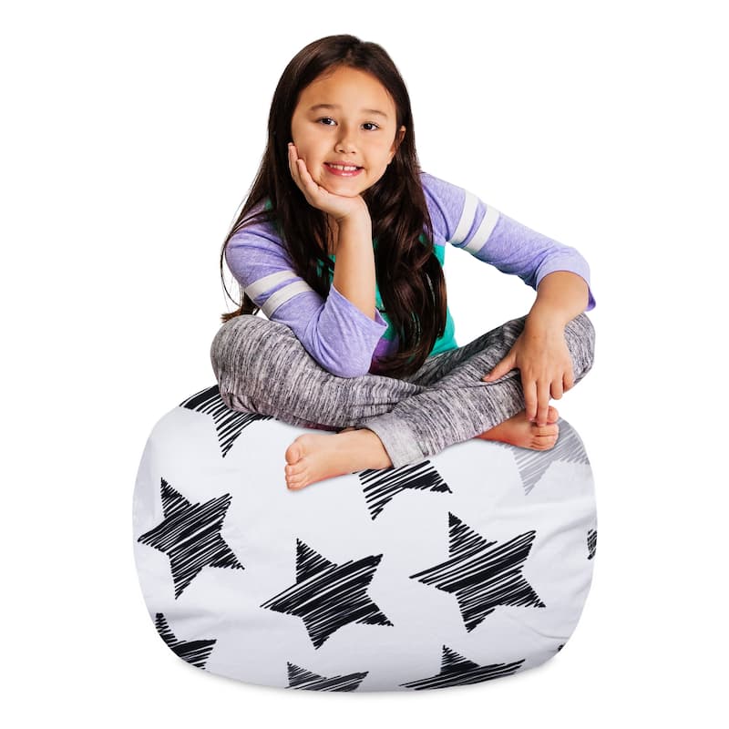 Kids Bean Bag Chair Cover Stuffed Animal Storage or Toy Organizer