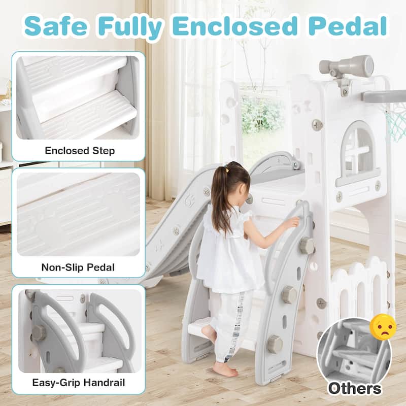 Costway 6 in 1 L-shaped Toddle Slide for Toddlers Age 1-3 Baby Slide