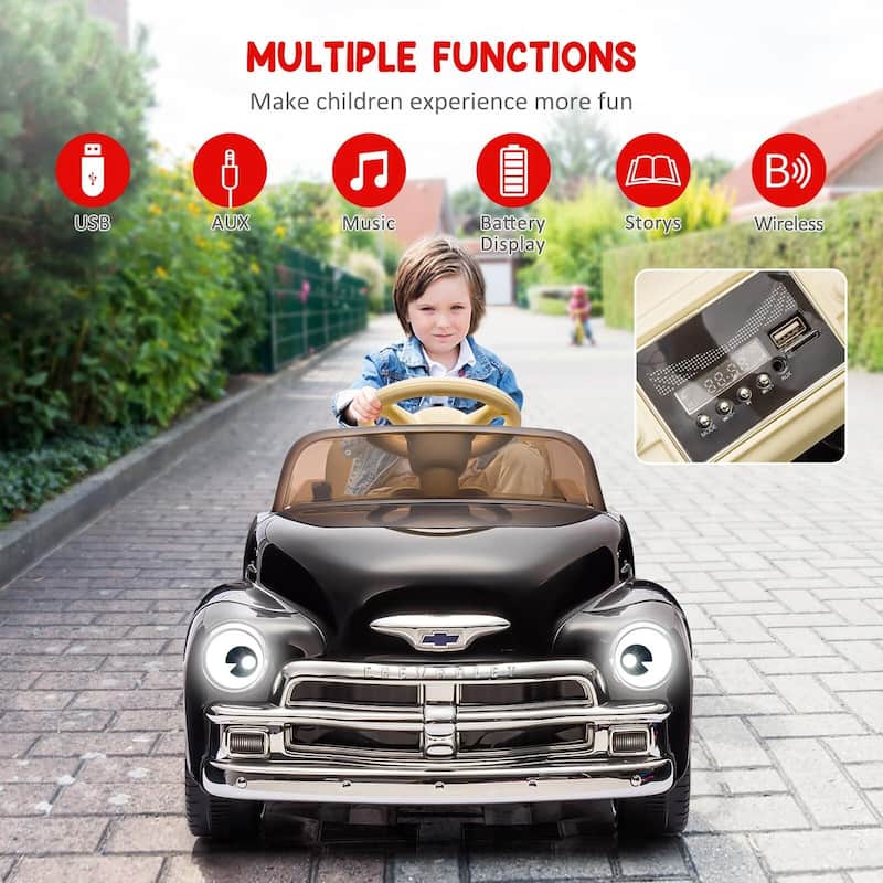 12V Kids Ride On Car, Licensed Chevrolet 3100 Pickup Battery Powered Electric Vehicle