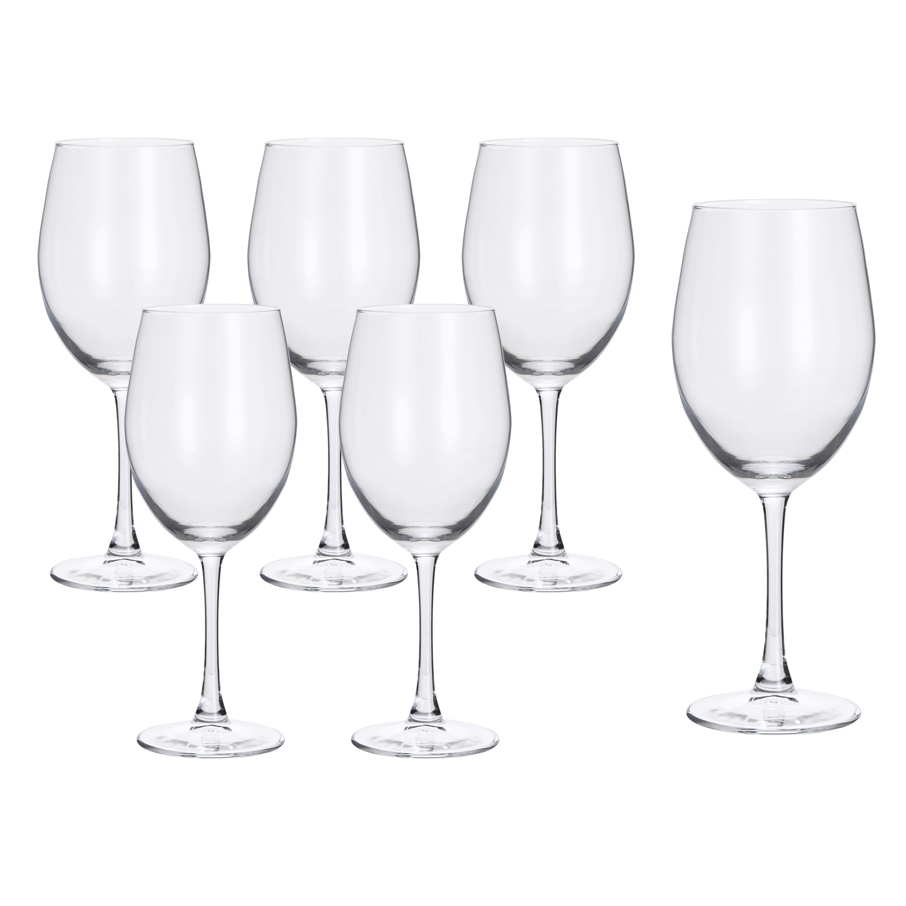 Lorren Home Trends Wine Glasses Set of 6, 20 oz, Clear, Lead-Free, Dishwasher Safe, Timeless Elegant Design