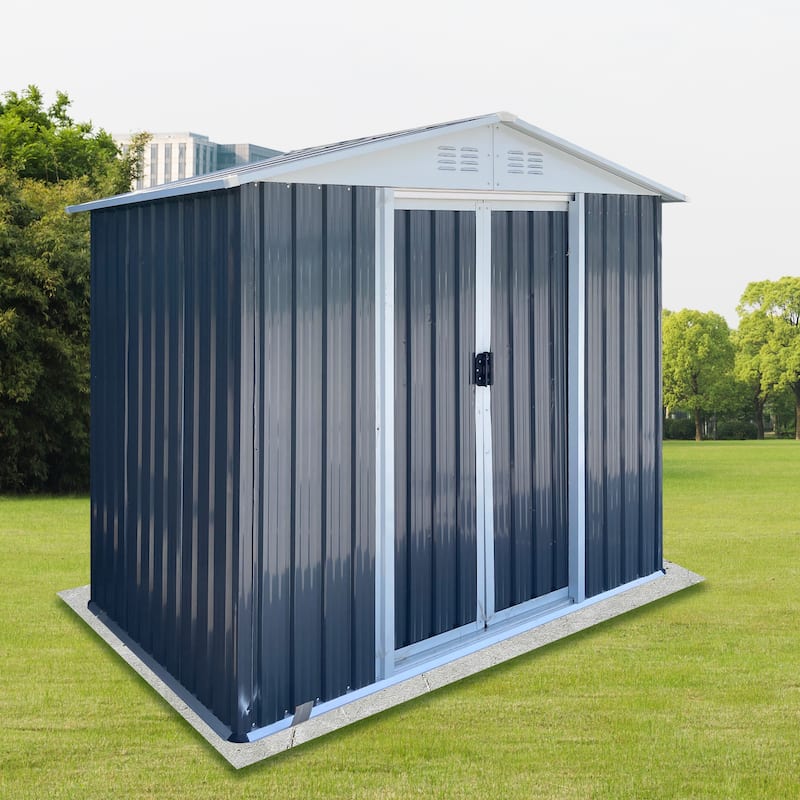 Outdoor Storage Sheds 6FTx4FT Apex Roof Grey - Grey