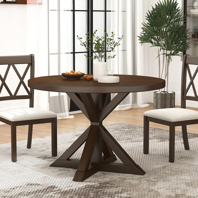 Roundhill Furniture Windvale Cross-Buck Base Dining Table - Espresso