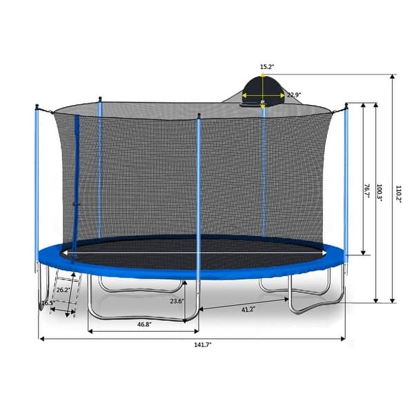 dimension image slide 0 of 2, Trampoline Kids and Adults Outdoor Round Trampoline with Enclosure