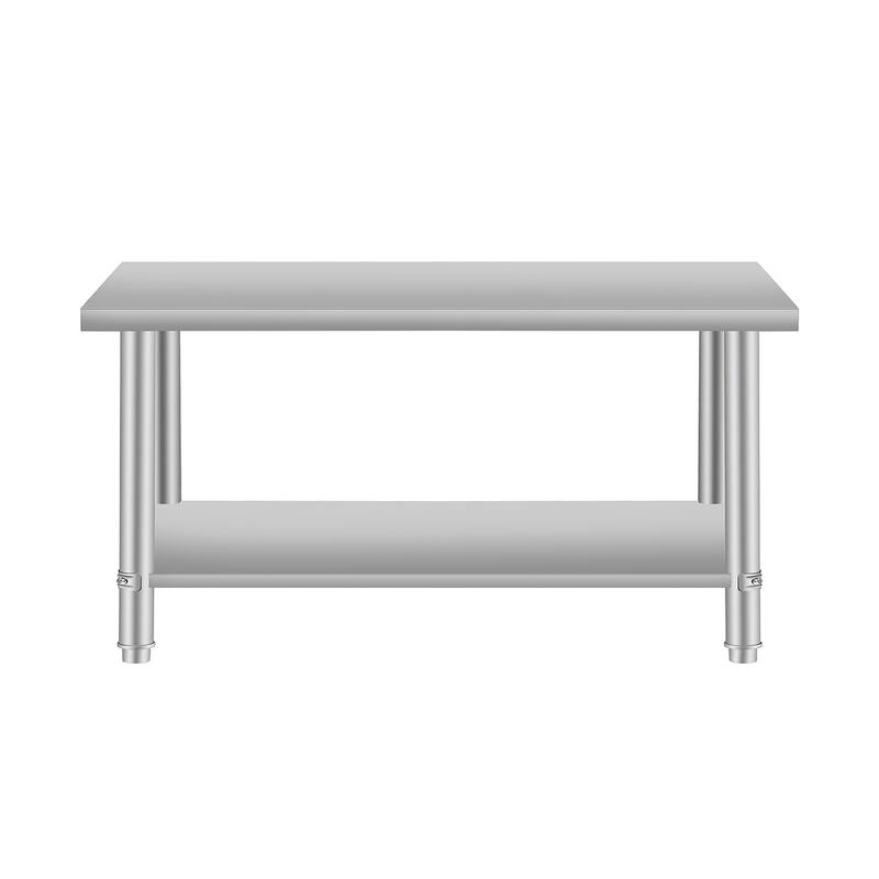 60 x 24in Stainless Steel Kitchen Prep Table Work Benches with Under Shelf