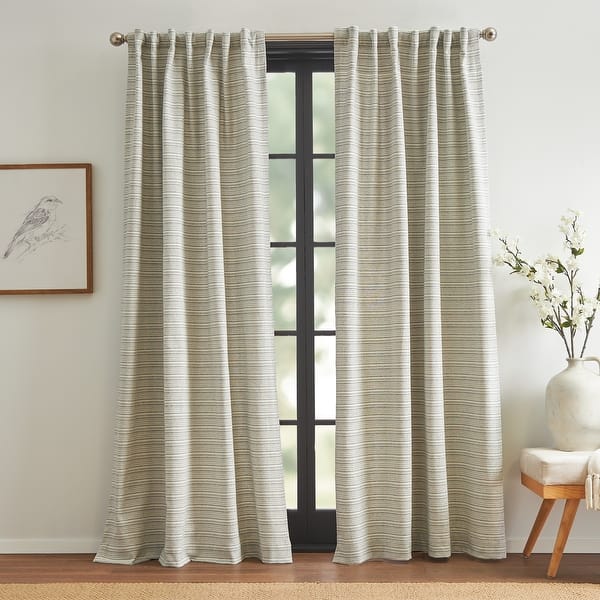 slide 2 of 5, DKNY Pure Stream Curtain Panel Pair 108 Inches - White/Blue