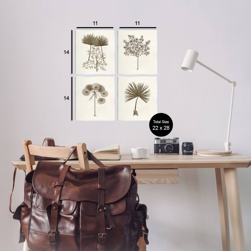 Stupell Various Vintage Palm Leaves Wall Plaque Art Design By Phillipa Katz (Set of 4)