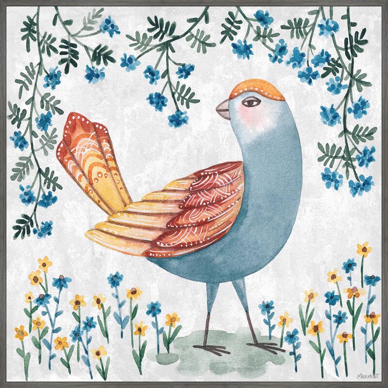 Floral Bird Floater Framed Print on Canvas