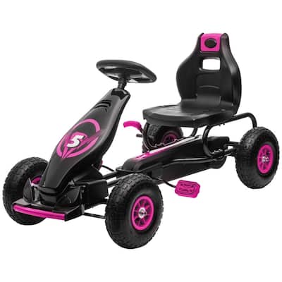 Kids Pedal Go-Kart with Adjustable Ergonomic Seat and Handbrake Shock Absorbers for 5-12 Years Old - 47.75" L x 22.75" W x 24" H
