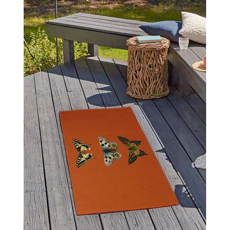 Butterflies Novelty Chenille Area Rug