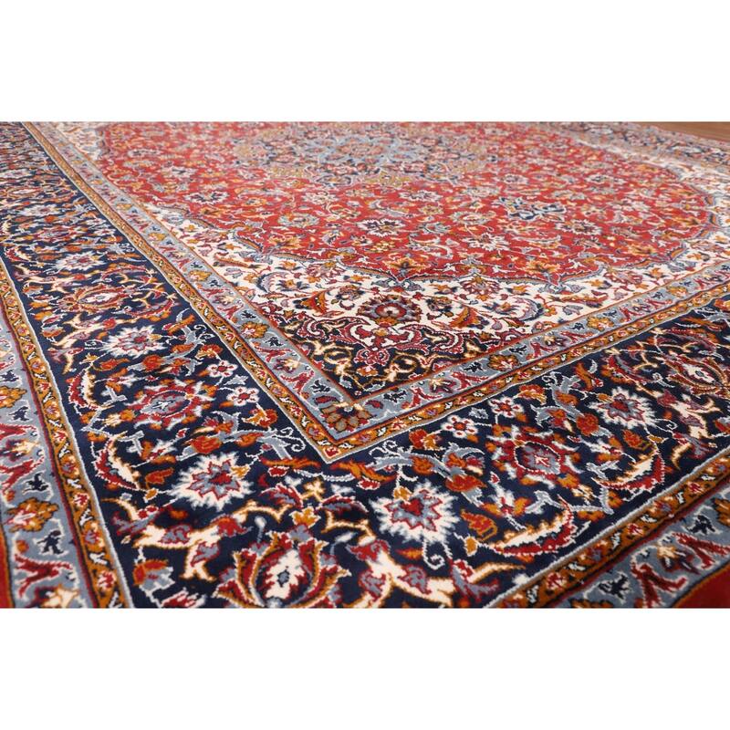 Floral Kashan Turkish Rug Dining Room Machine-Made Carpet - 9'10" x 12'8"