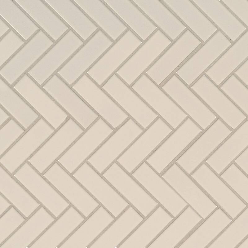 Ackland AKM-P-1X3HBG-CA 12" x 12" Ceramic and Porcelain Herringbone - Linen
