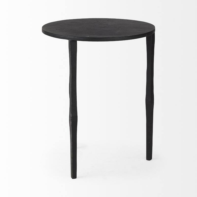 20 Inch Black Round Iron End Table with 3 Leg Base for Living Room - 16" x 16" x 20"