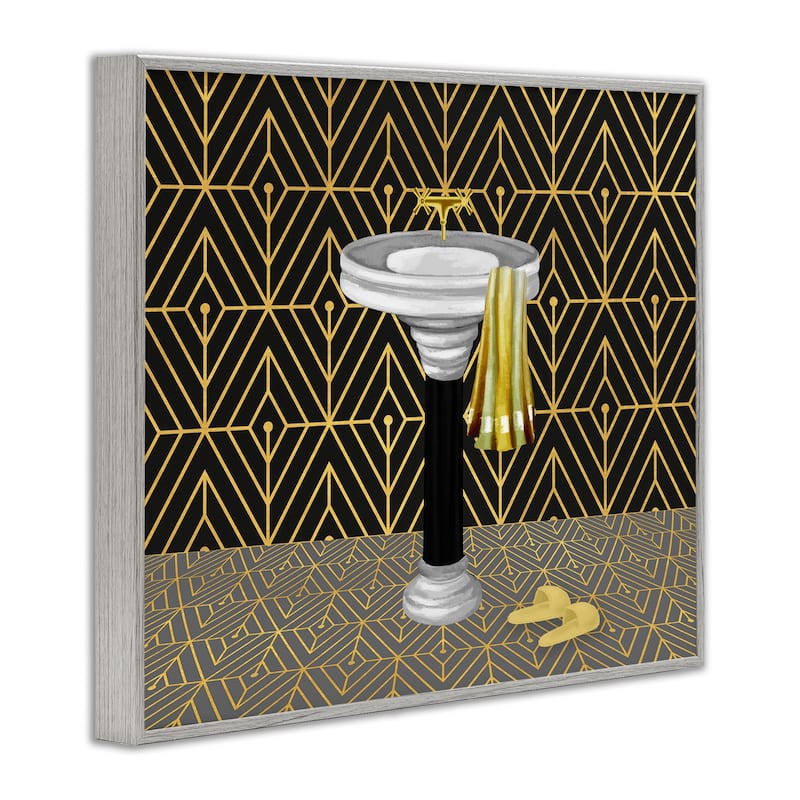 Stupell Deco Style Glam Bathroom Framed Giclee Art Design By Conrad Knutsen