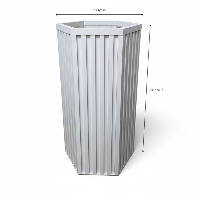 Hexagon Column Planter LG, White