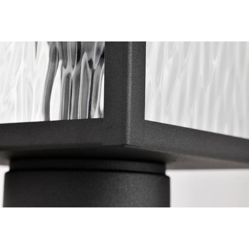 Austen Outdoor Post Light Pole Lantern 1 Light Matte Black Clear Water Glass