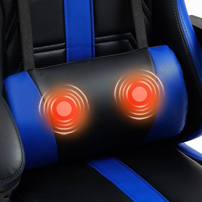 EROMMY RGB LED Gaming Chair with Thickened Massage Lumbar Pillow & Upgraded Footrest, Reclining Ergonomic Chair