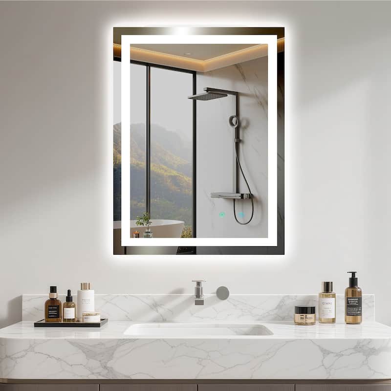 Frameless LED Bathroom Mirror with High Luminosity and Anti-Fog Technology, Wall-Mounted Rectangle Vanity Mirror