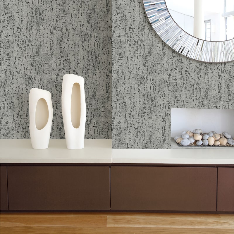 A-Street Prints Malawi Dark Grey Leather Texture Wallpaper