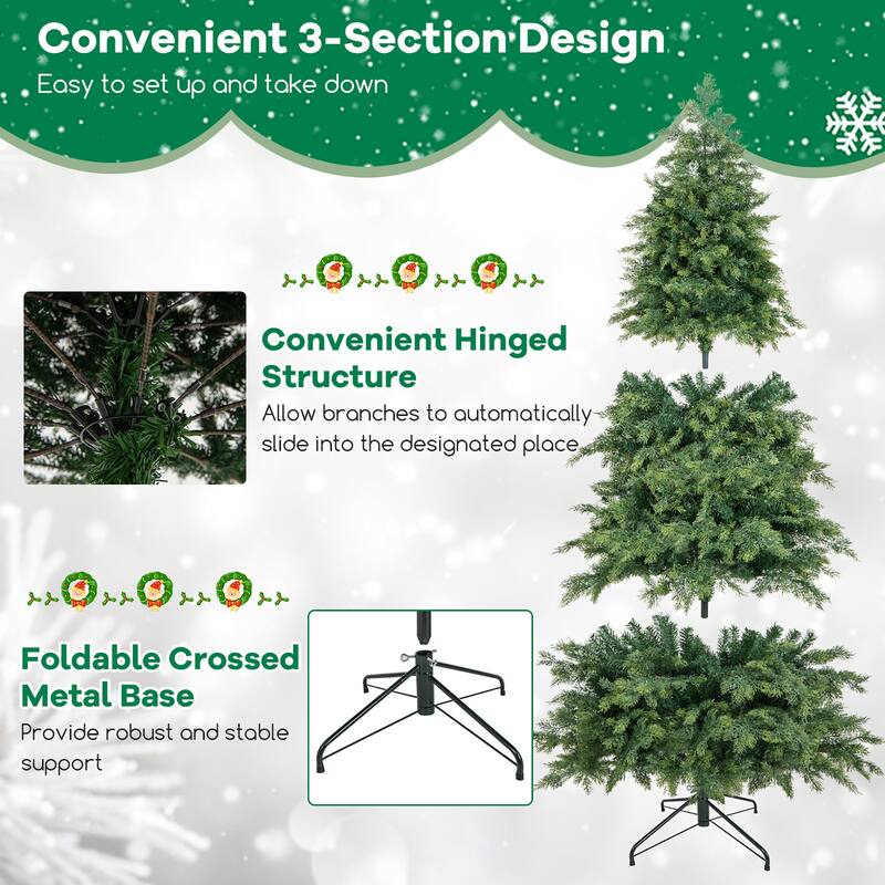 Gymax 7.5 FT Artificial Xmas Tree w/ 1019 PE PVC Branch Tips & Folding - See Details
