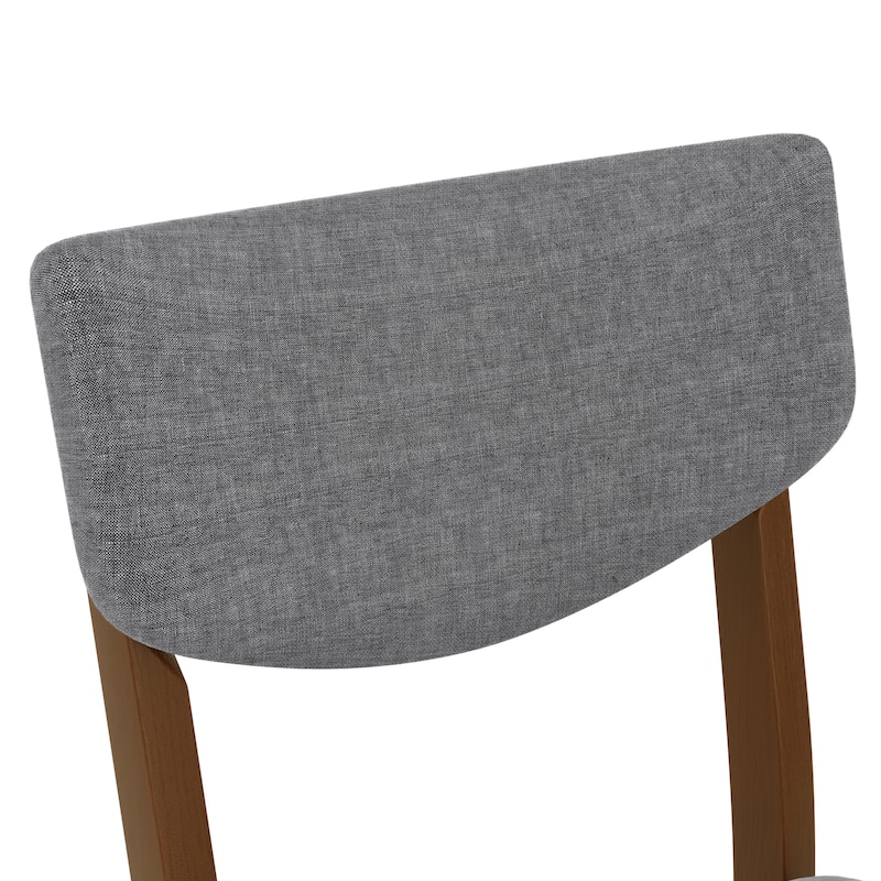 4-Piece Rustic Farmhouse Dining Chair Set, Solid Wood Frame with Gray Fabric Upholstered Cushion