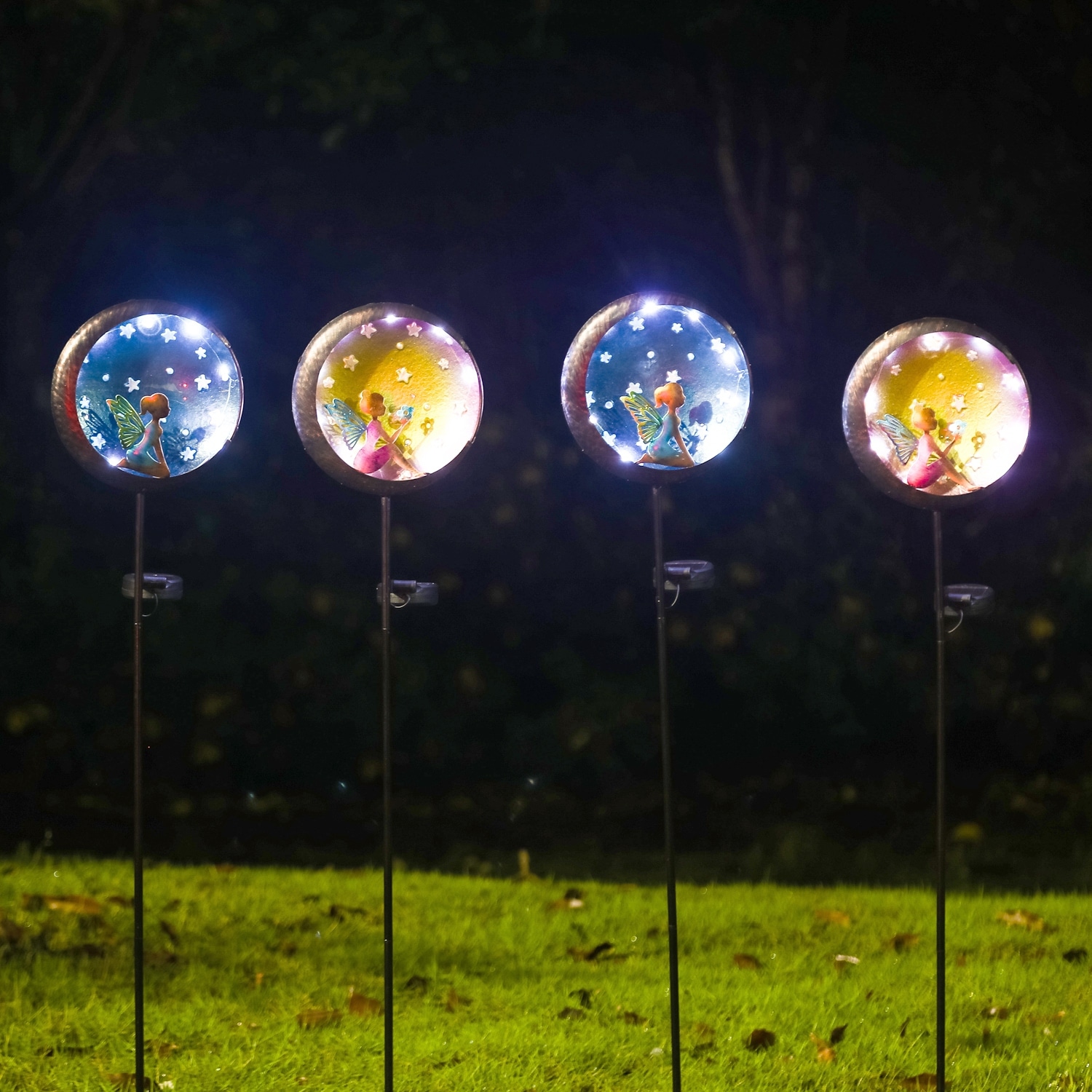 Adeco 4 Pack Solar Powered Decorative Angel Garden Stakes