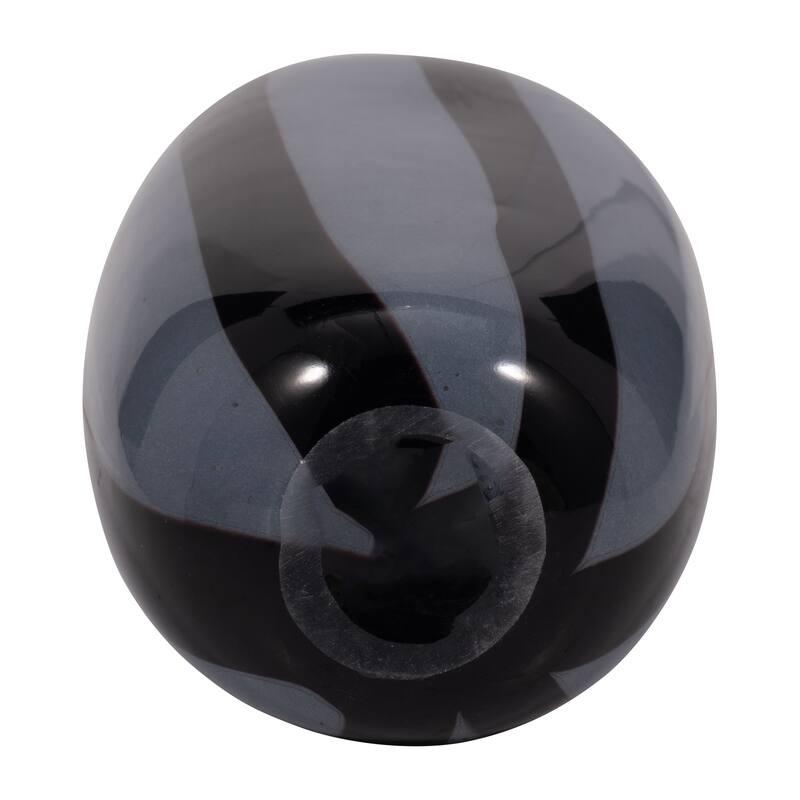Glass Modern Striped Decorative Vase - Black