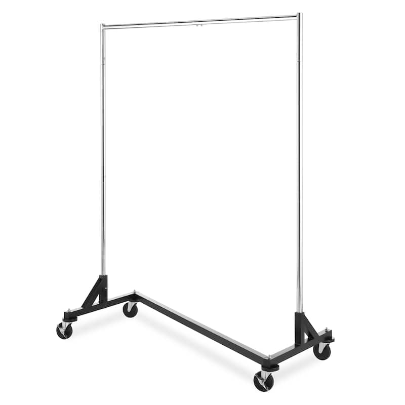 Whitmor Commercial Rolling Garment Z-Rack - Chrome