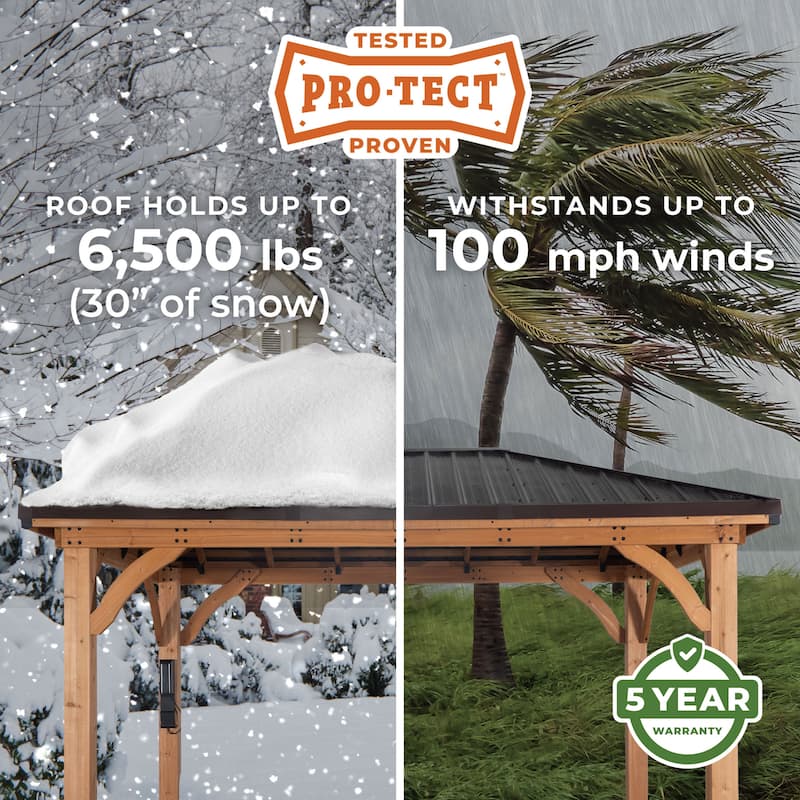 Backyard Discovery Barrington 12x10' Cedar Wood Gazebo with Steel Roof