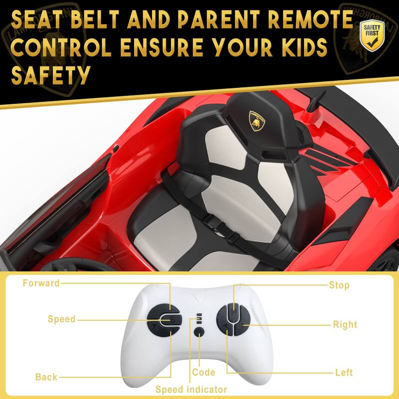 Ride On Car for Kids 12V Lamborghini Licensed Sports Car with Control