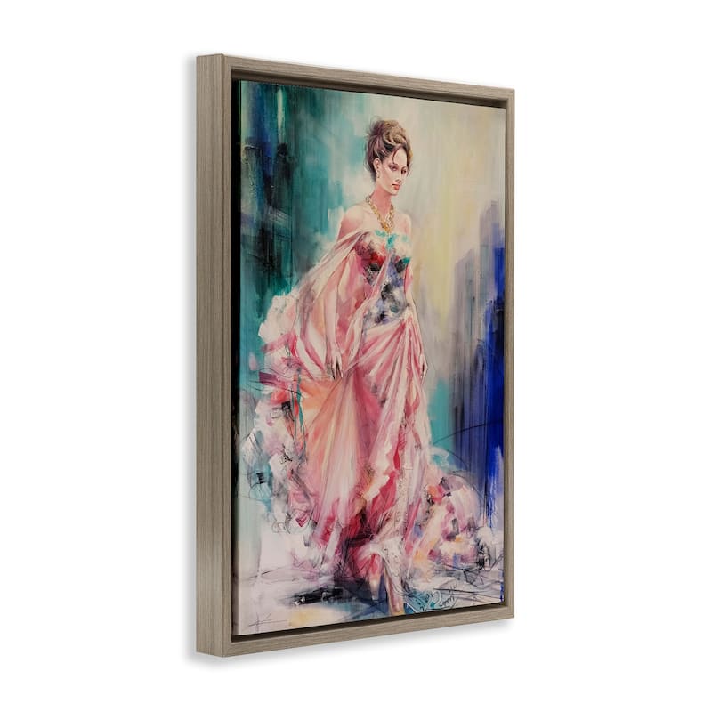 Stupell Sophisticated Woman in Dress Framed Floater Canvas Wall Art Design By Lucille Lee