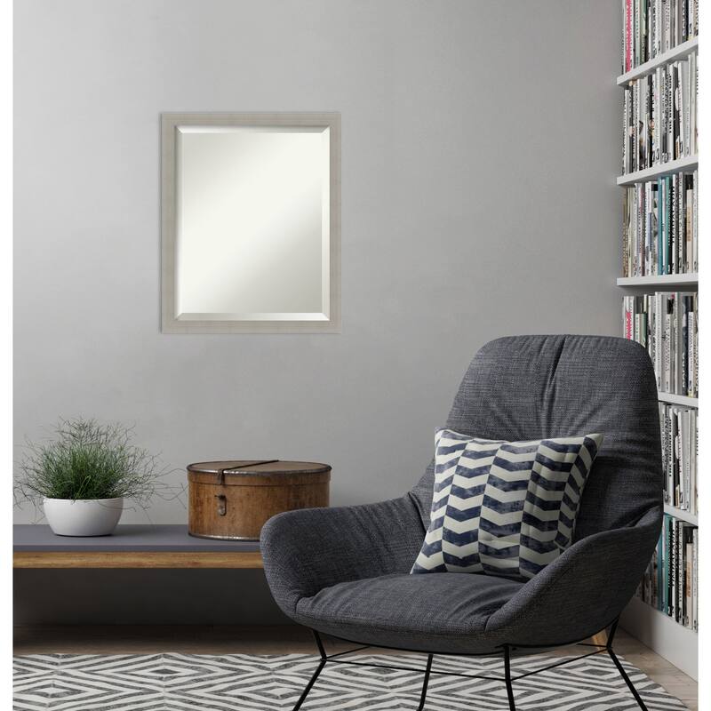 Woodgrain Stripe Beveled Wood Framed Wall Mirror