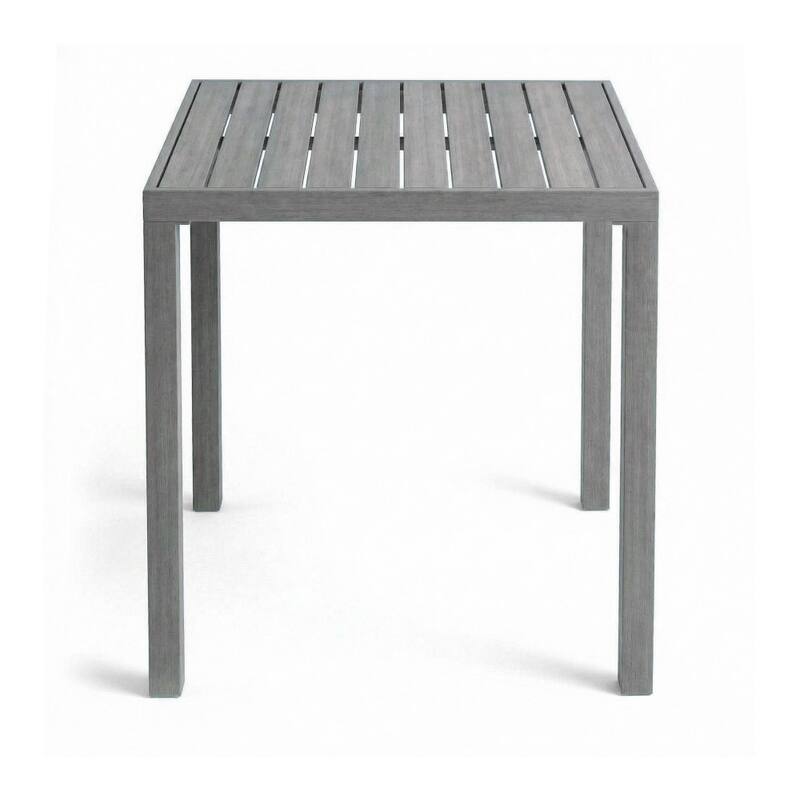 Martha Stewart All-Weather Bar Height Patio Set with 35.5" Square Slat Top Table and 2 Stools - 19.5"W x 22.5"D x 44.5"H