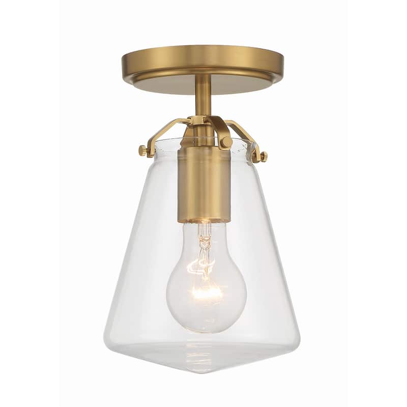 Voss 1 Light Luxe Gold Semi Flush Mount - 5.75"W x 9.25"H x 5.75"D