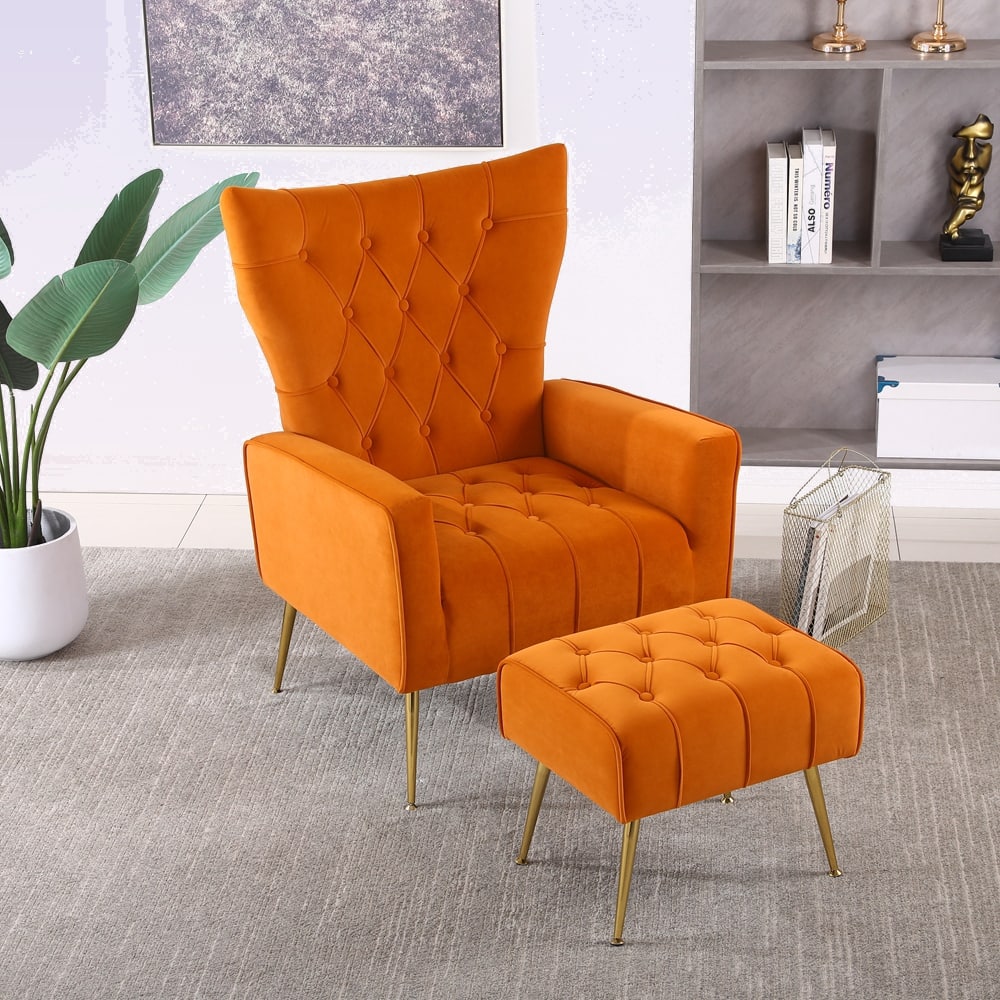 Modern Accent Chair with Ottoman for Living Room