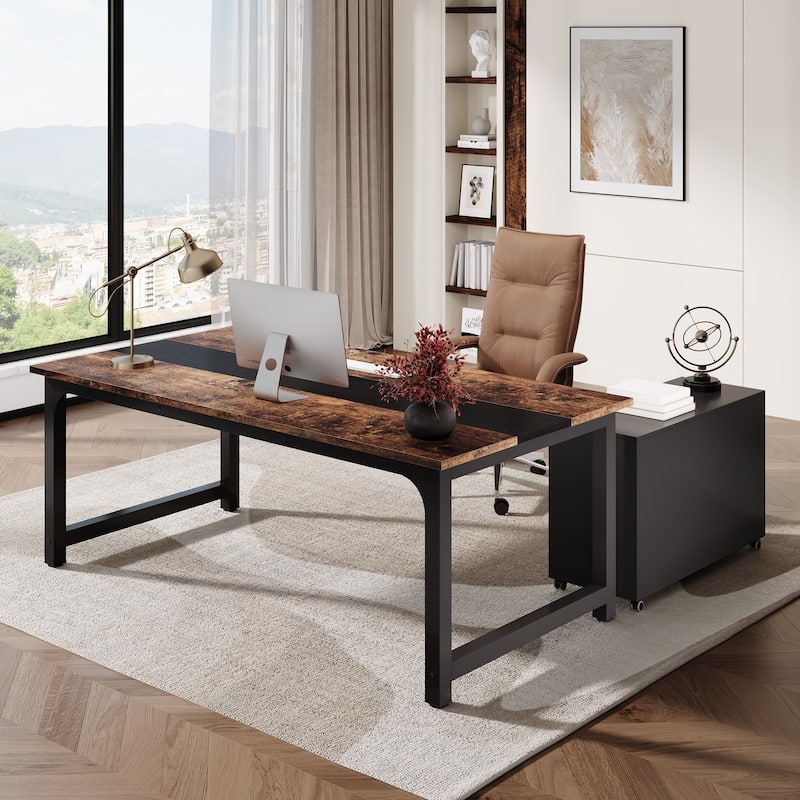 63" Executive Desk with 40" Lateral File Drawer Cabinet Set for Home Office